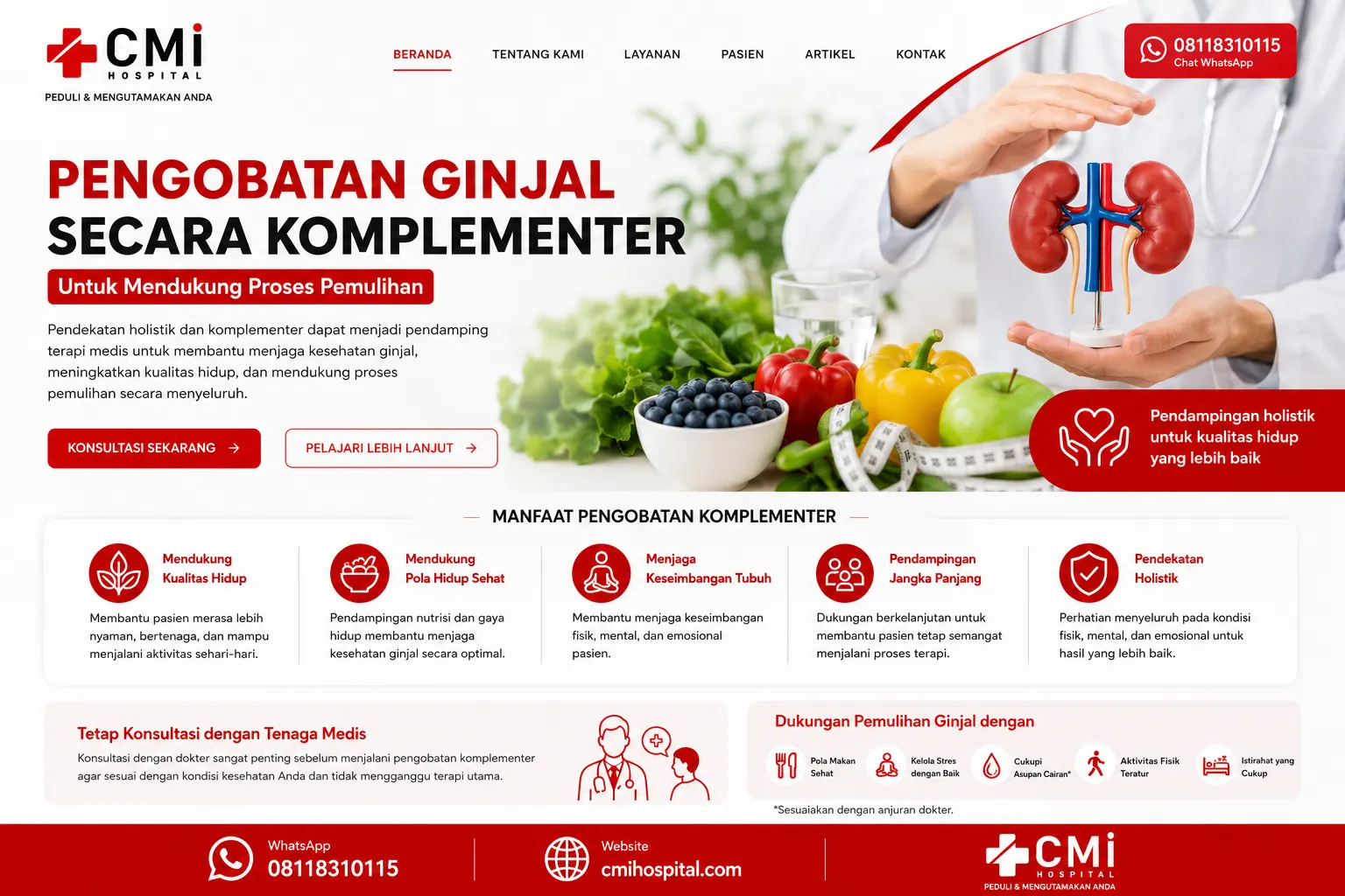 Pendampingan holistik dan pengobatan komplementer untuk pasien ginjal guna mendukung proses pemulihan dan kualitas hidup yang lebih baik.