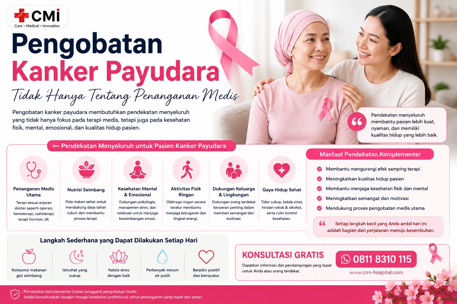 Pengobatan kanker payudara tidak hanya tentang penanganan medis tetapi juga dukungan fisik, mental, emosional, dan kualitas hidup pasien.