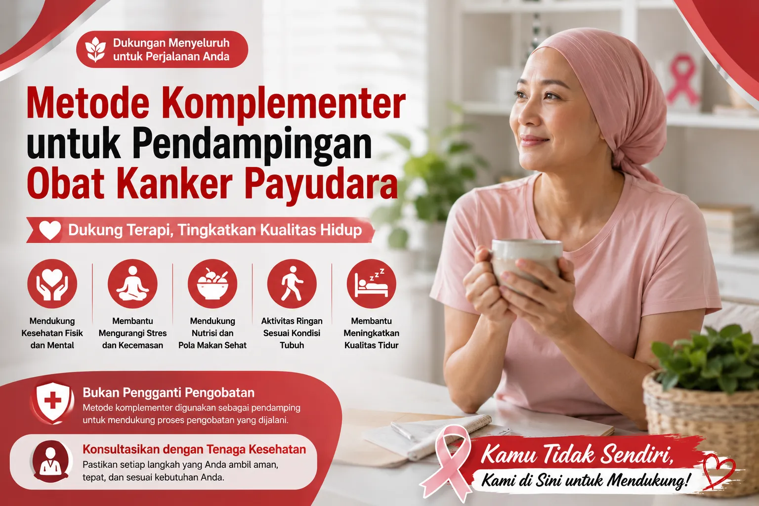 Metode komplementer untuk pendampingan obat kanker payudara yang membantu mendukung kualitas hidup, kesehatan fisik, dan kenyamanan pasien selama menjalani pengobatan.

Alternatif ALT SEO