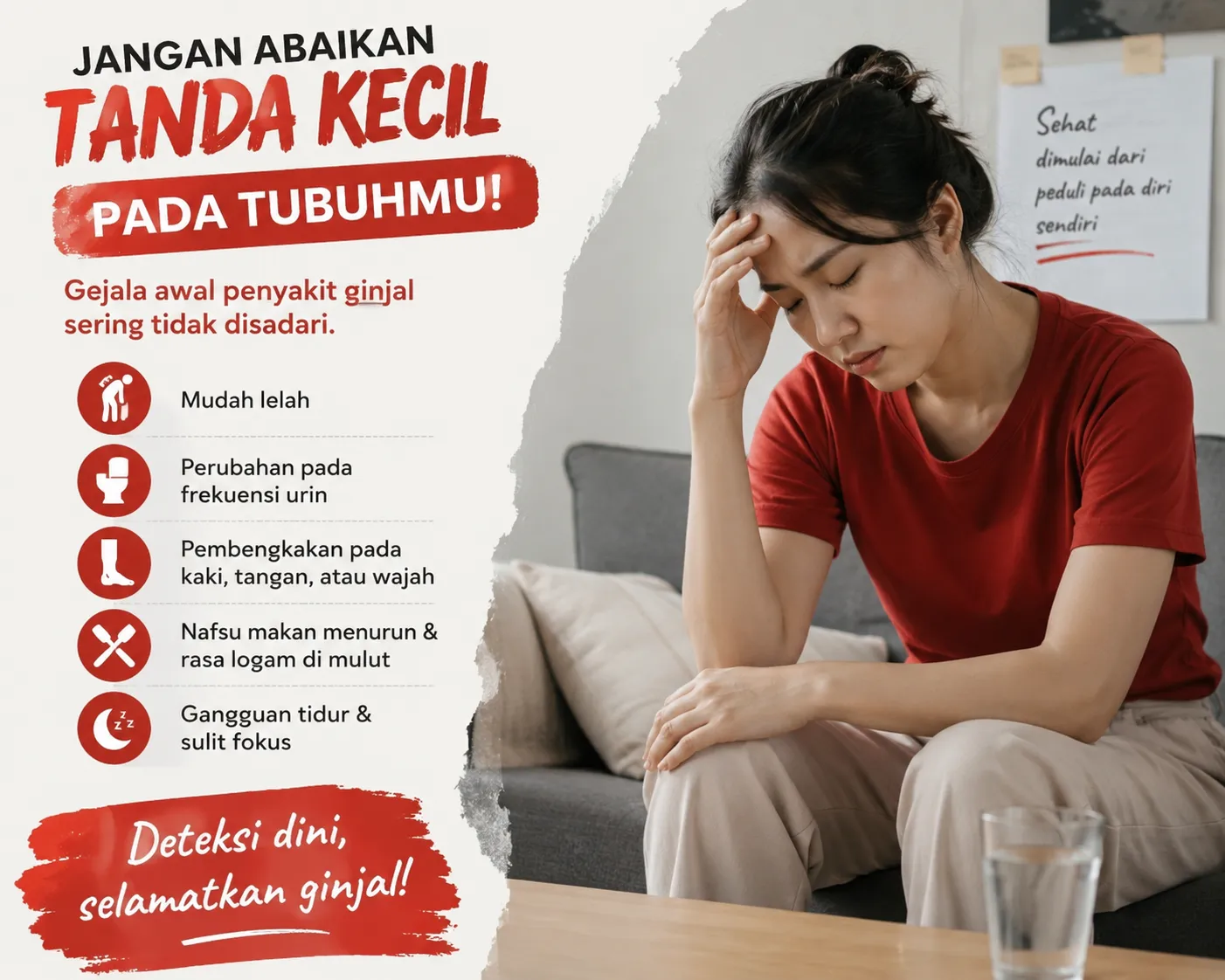 Gejala awal penyakit ginjal sering tidak disadari, namun bisa dikenali sejak dini melalui perubahan tubuh kecil.