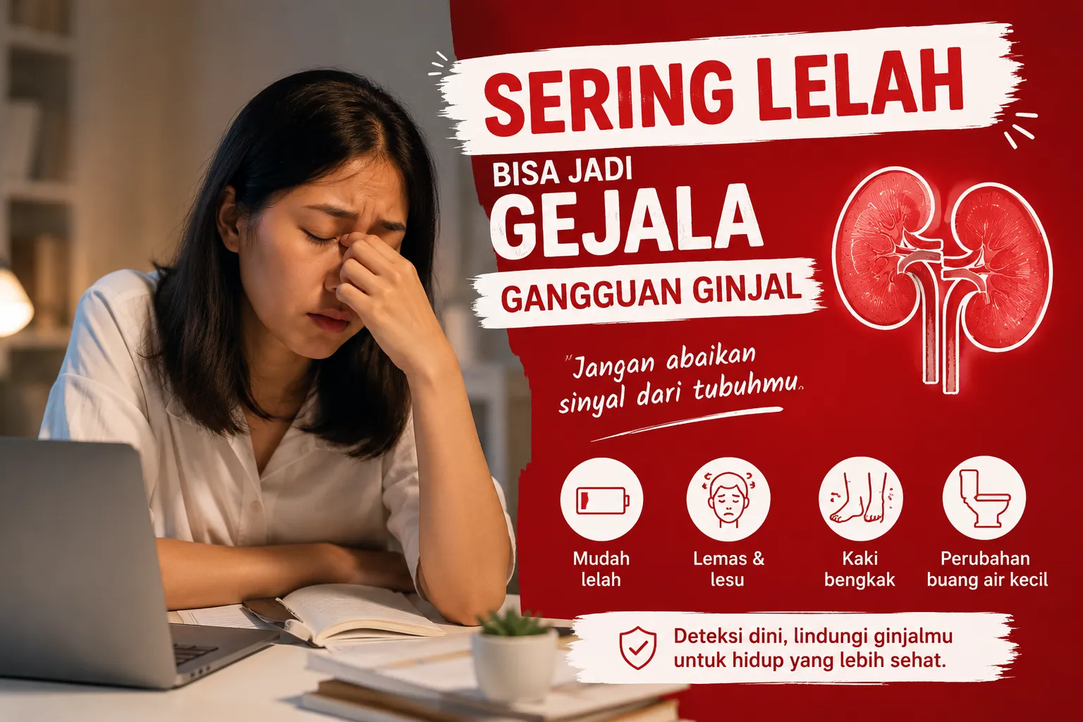 Sering lelah bisa jadi gejala gangguan ginjal, kenali tanda awal seperti tubuh lemas, kaki bengkak, dan perubahan buang air kecil