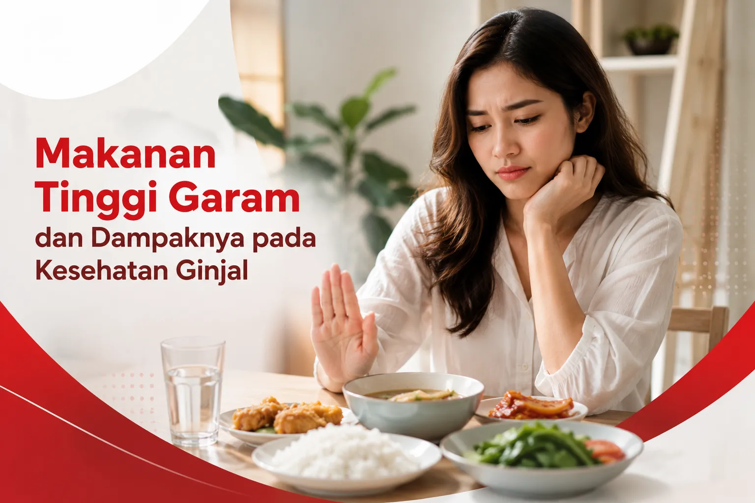 Wanita sedang memilih makanan sehat dan menghindari makanan tinggi garam sebagai upaya menjaga kesehatan ginjal.
