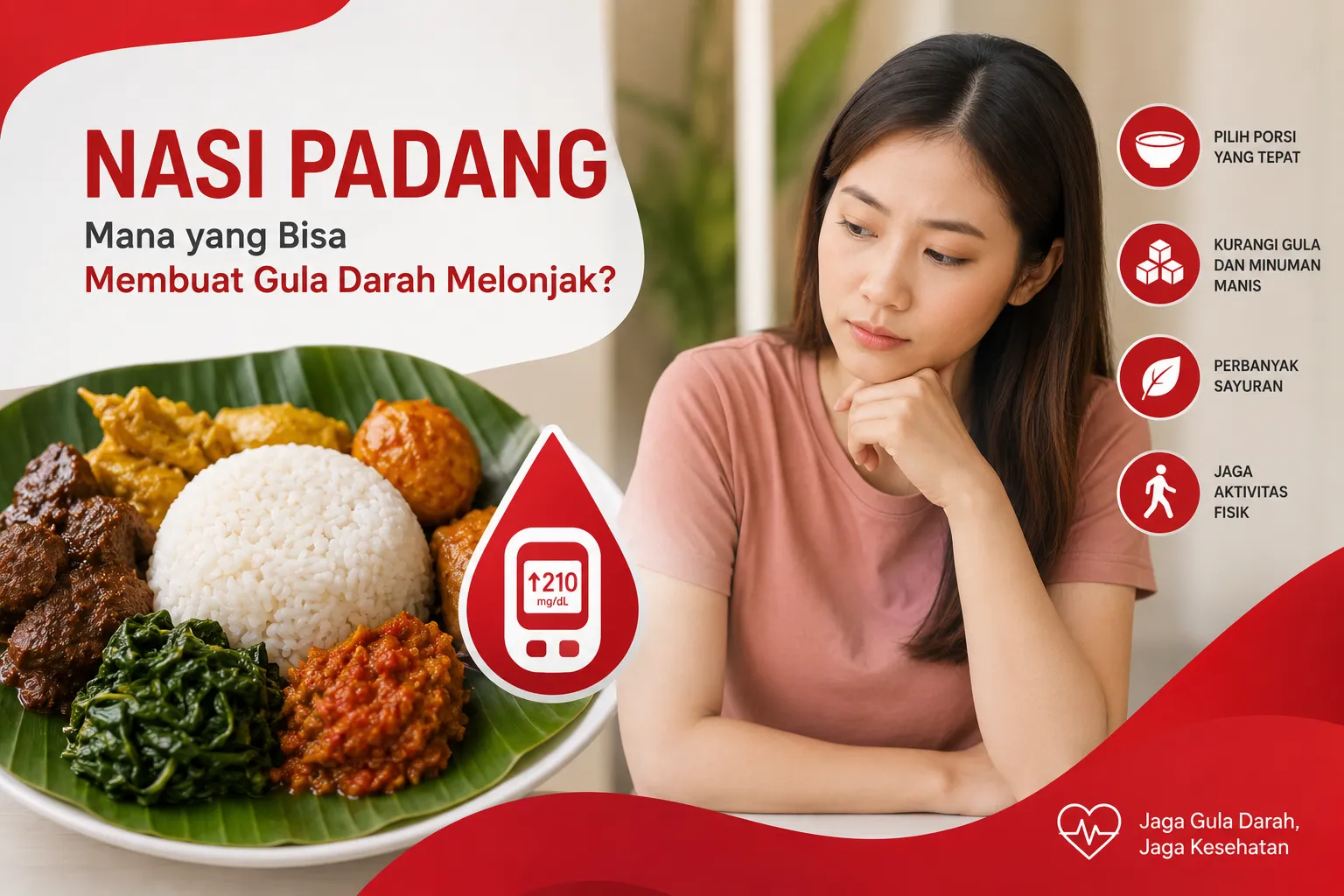 menikmati nasi Padang dengan pilihan makanan yang lebih bijak untuk membantu menjaga gula darah tetap terkendali.