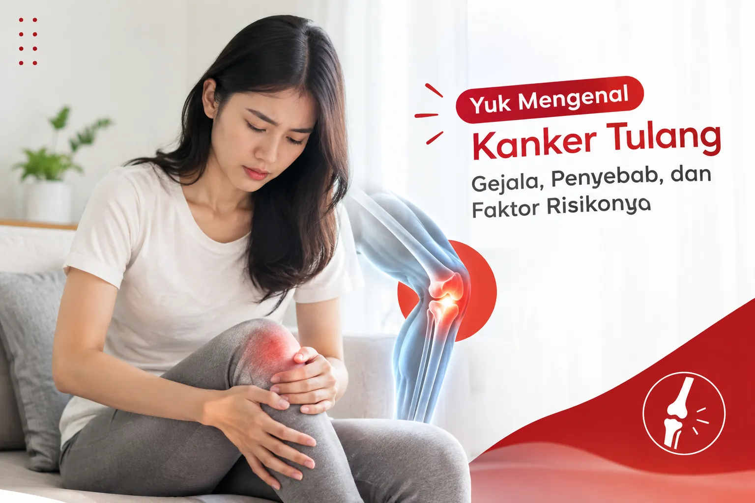 wanita mengalami nyeri lutut sebagai gejala kanker tulang