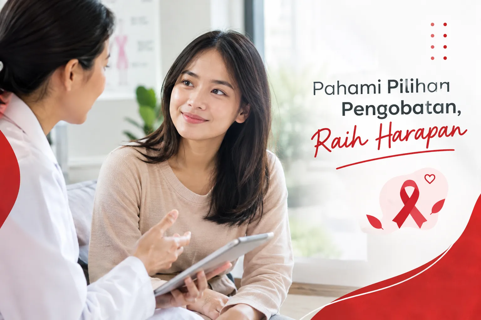 Pasien kanker berkonsultasi dengan dokter sebelum memilih pengobatan kemoterapi
