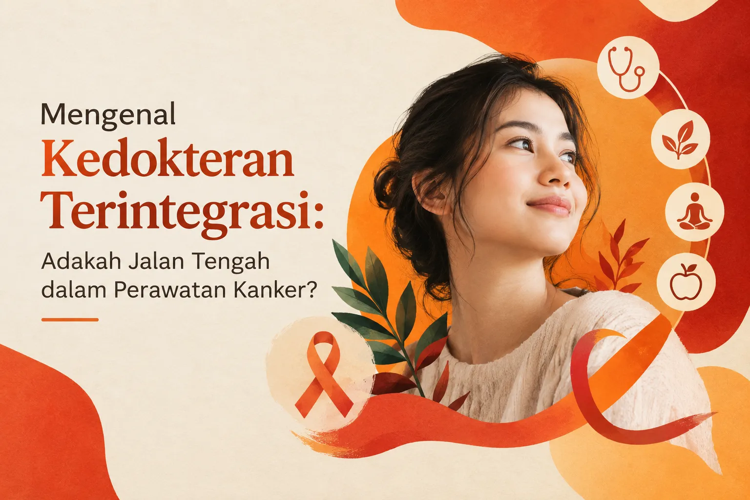 kedokteran terintegrasi dan perawatan kanker dengan nuansa merah-oranye