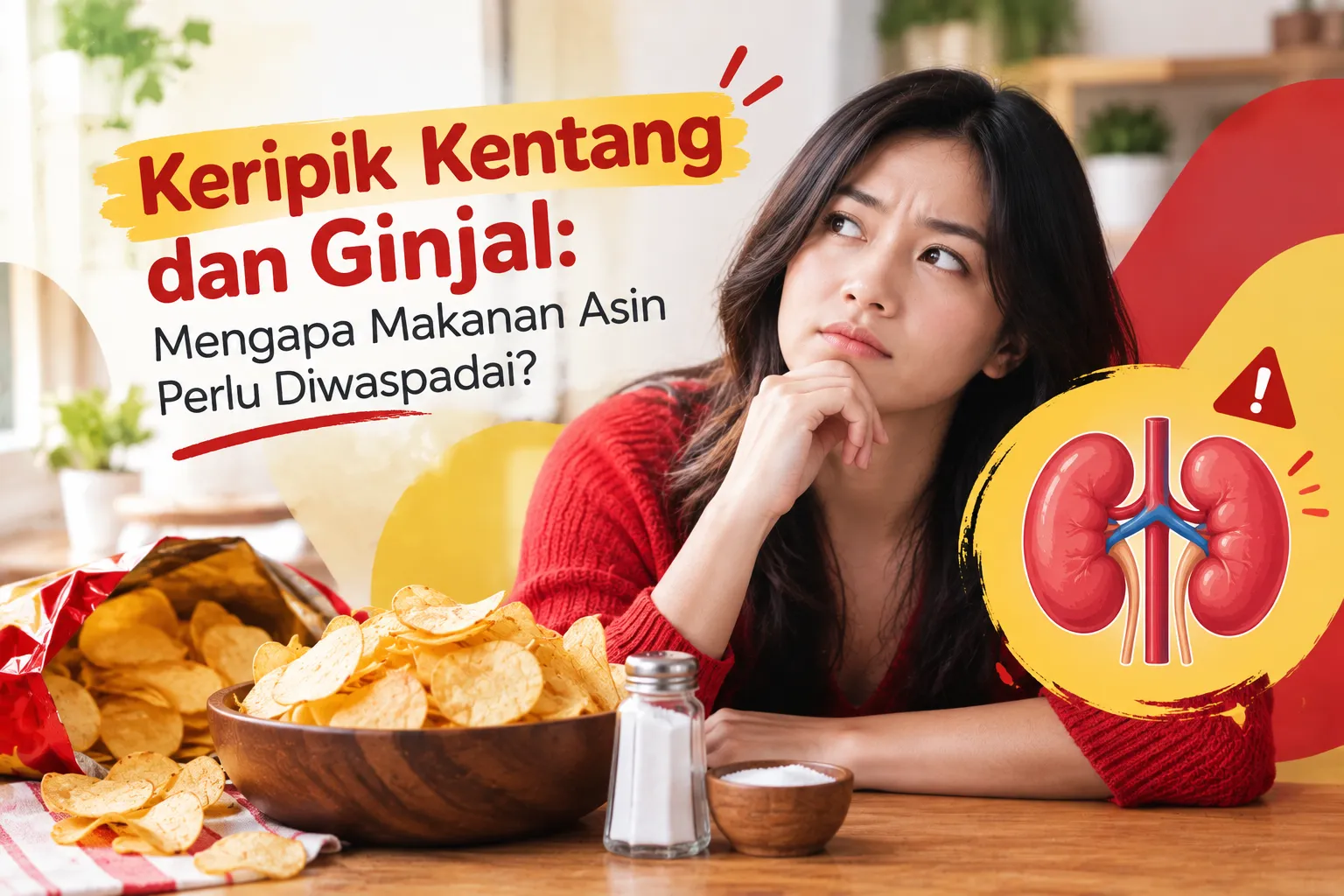Keripik kentang dan makanan asin yang perlu diwaspadai untuk kesehatan ginjal