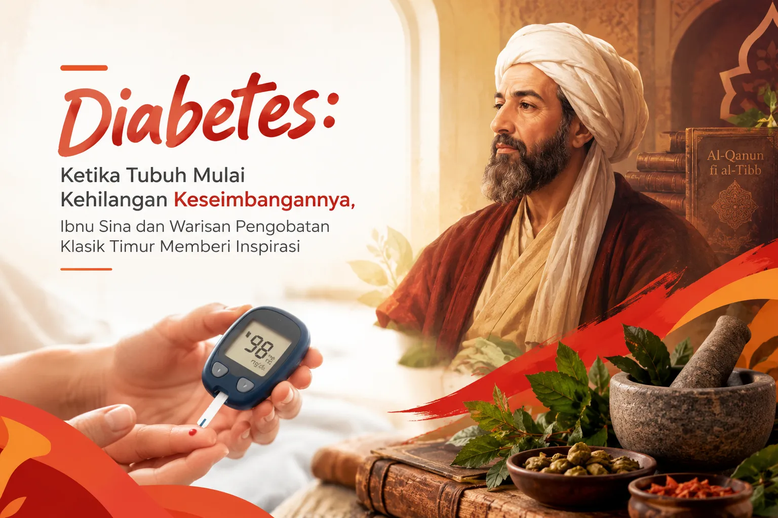 diabetes dan ketidakseimbangan tubuh menurut pengobatan klasik, Konsep diabetes dalam warisan pengobatan Ibnu Sina, Ilustrasi kesehatan tubuh dan diabetes dalam perspektif pengobatan Timur