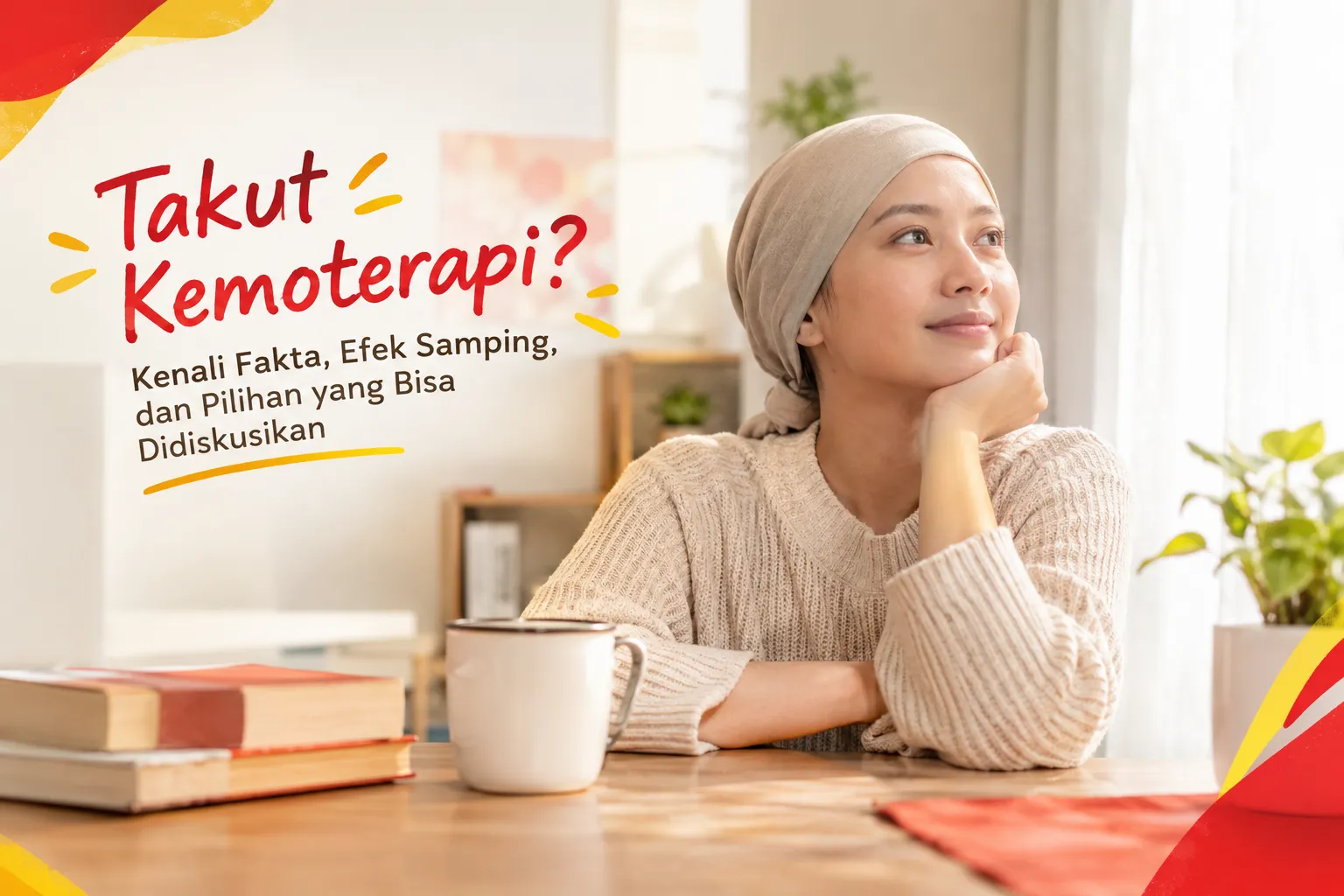 Wanita sedang mempertimbangkan kemoterapi dan memahami efek samping pengobatan kanker