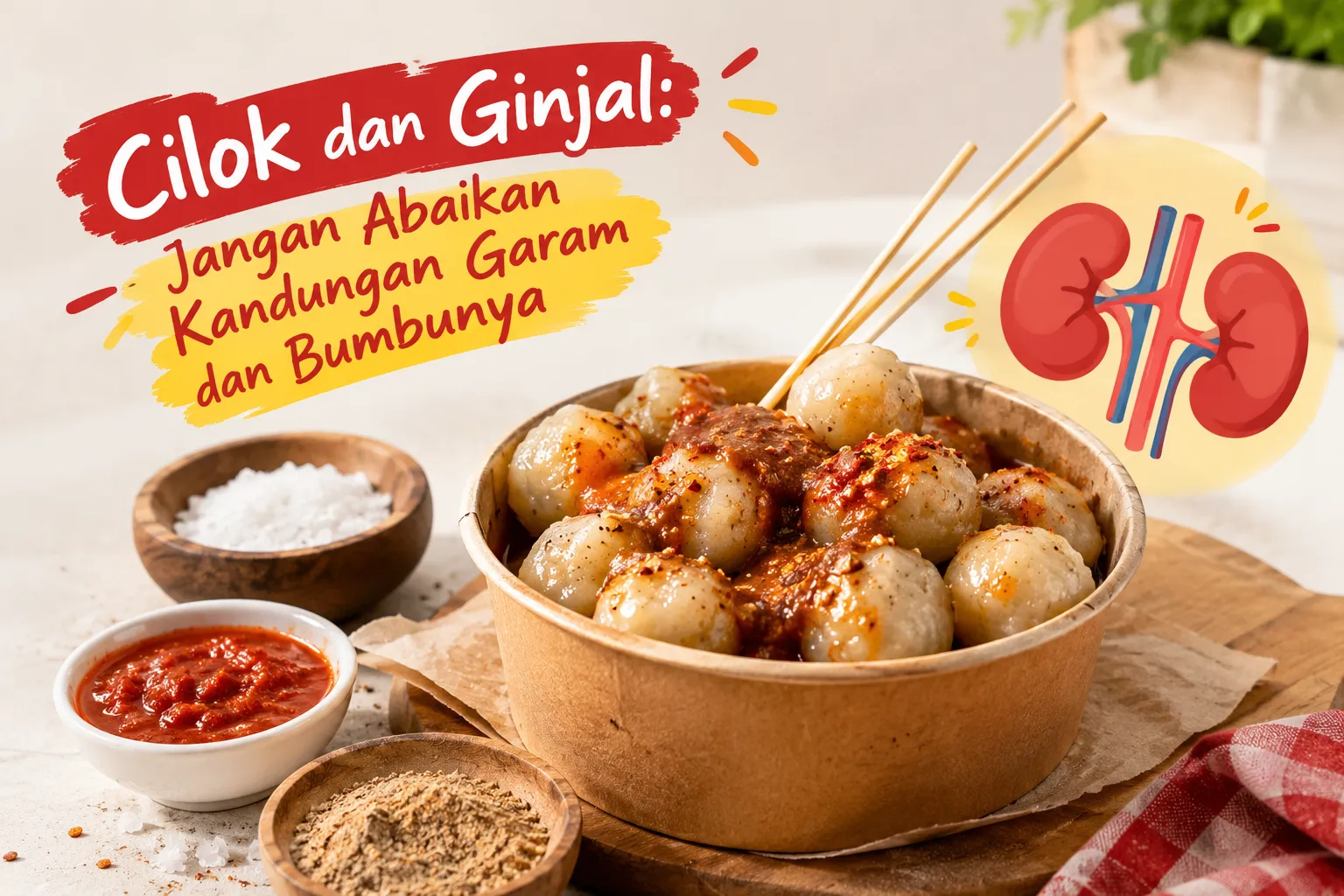 cilok dengan saus dan bumbu yang perlu diperhatikan untuk menjaga kesehatan ginjal.